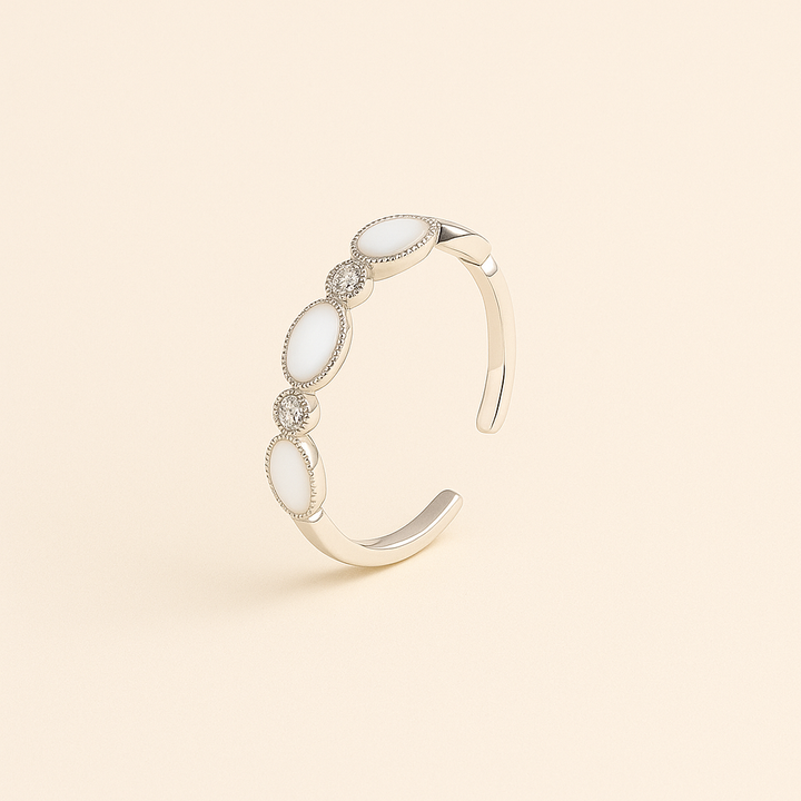 Bague ouverte en argent 925 Sterling Histoire d’Argent, composition géométrique et lumière douce