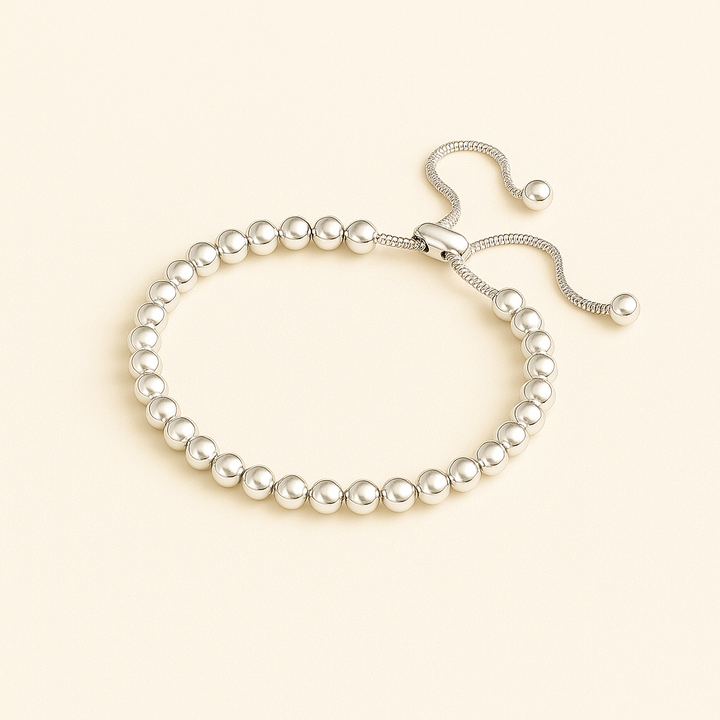 Bracelet Mila en argent sterling 925 hypoallergénique, perles lisses et finition discrète, bijou raffiné et épuré

