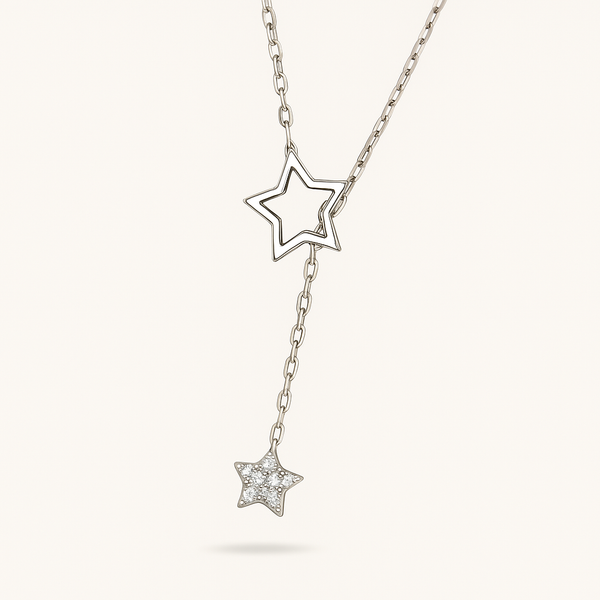 Collier Argent Blanc Étoilé Soléa - 40 cm