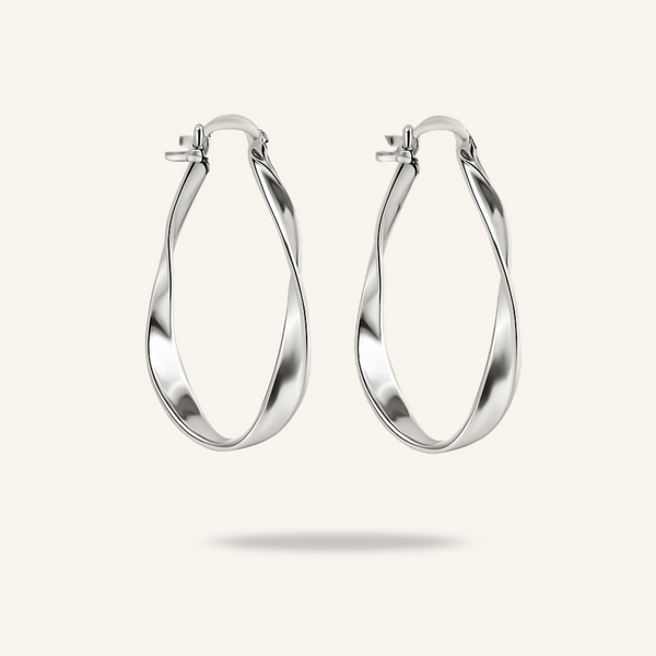 Boucles d’Oreilles Argent Blanc Créoles Ava