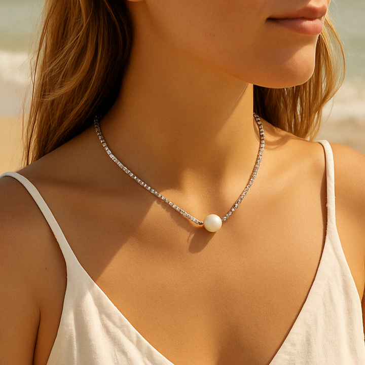 Collier perle histoire d'argent