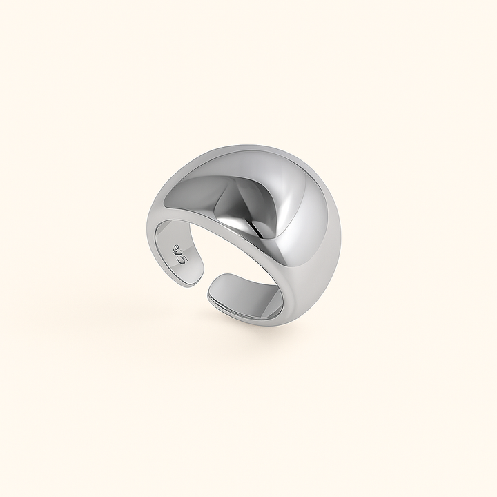 Bague fluide en Argent blanc 925 Sterling avec finition satinée – vue de face