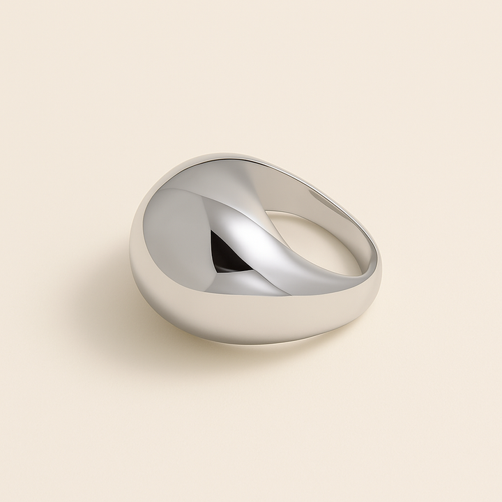 Bague ouverte au design organique en Argent blanc 925 Sterling – vue latérale