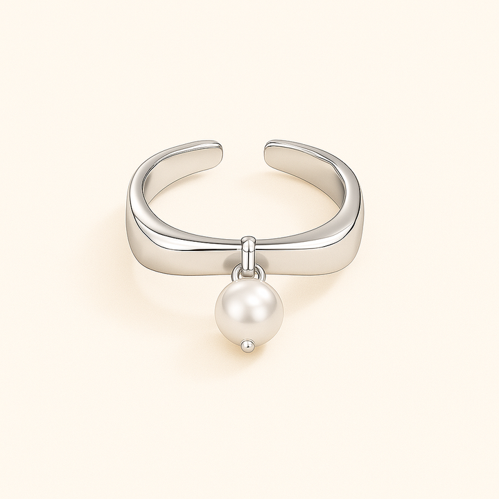 Bague ouverte en Argent blanc 925 Sterling avec forme géométrique – vue de face