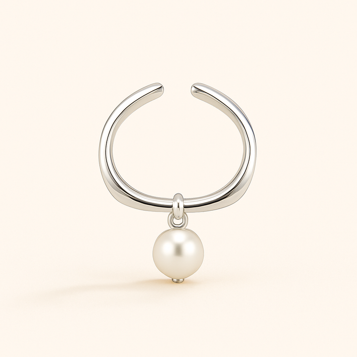 Bague en Argent blanc 925 Sterling avec courbes lisses et zircon discret – vue latérale