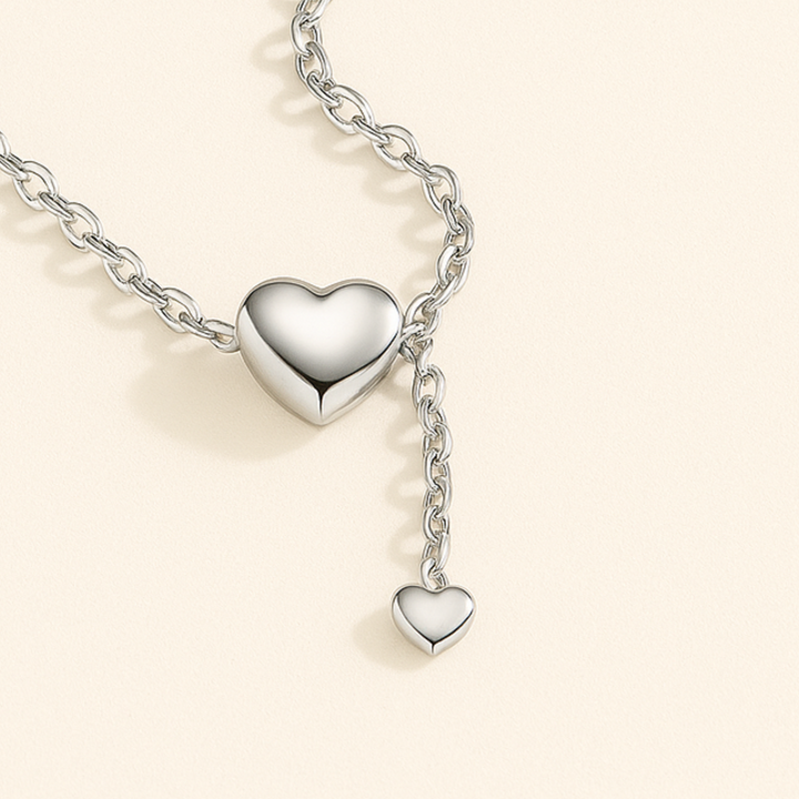 Bague ajustable en Argent blanc 925 Sterling avec cœur suspendu