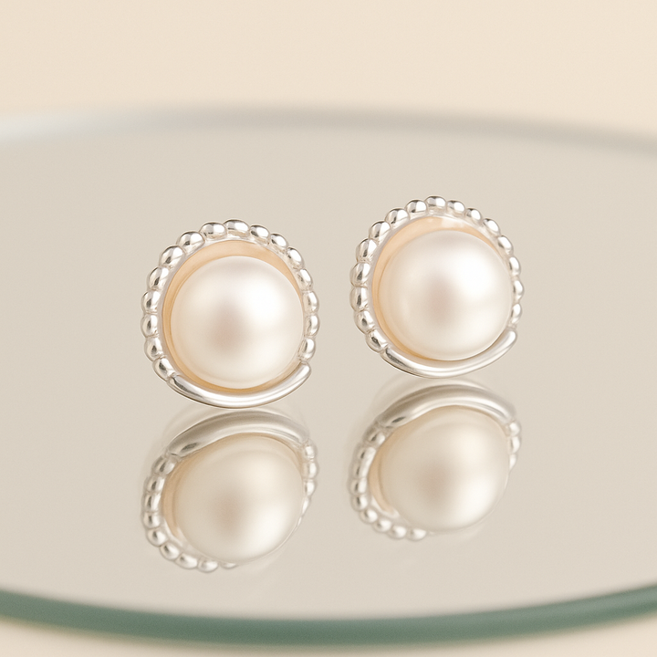  Boucles clous en Argent blanc 925 Sterling hypoallergénique – vue latérale du design coquillage