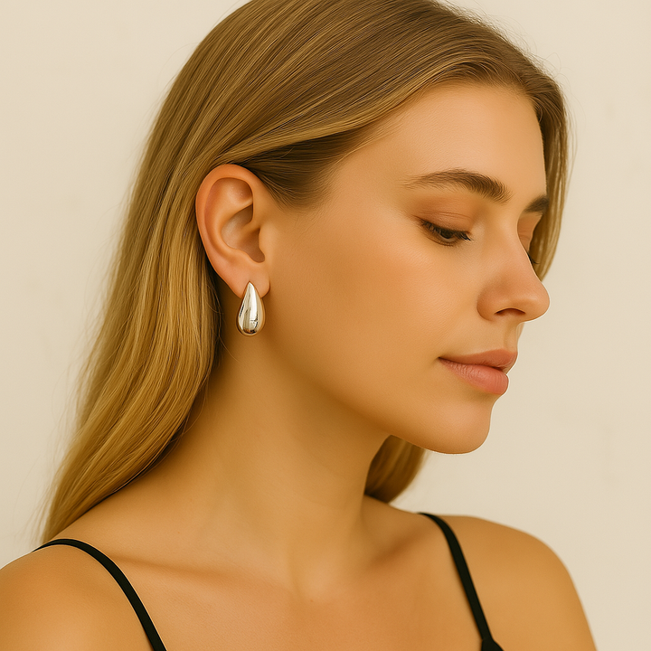 Boucles goutte vintage portées dans un look moderne et raffiné – Argent blanc 925 Sterling