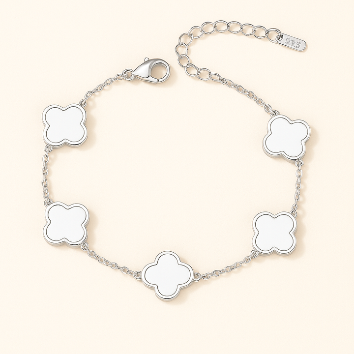 Bracelet fleur en Argent blanc 925 finition blanche – bijou élégant femme Histoire d’Argent