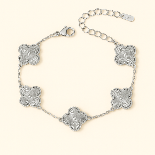  Bracelet trèfles en Argent blanc 925 finition gris argenté – design chic Histoire d’Argent