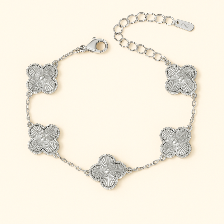  Bracelet trèfles en Argent blanc 925 finition gris argenté – design chic Histoire d’Argent