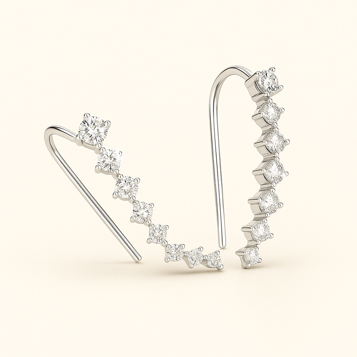 Boucles clips en Argent blanc 925 Sterling avec 7 strass lumineux – vue de face