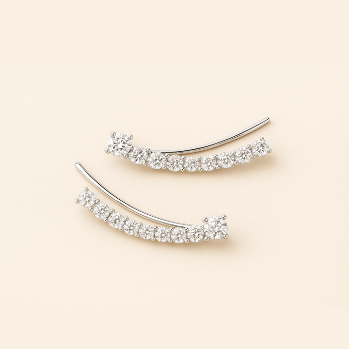 Boucles clips grimpantes ou suspendues en Argent blanc 925 Sterling – vue latérale