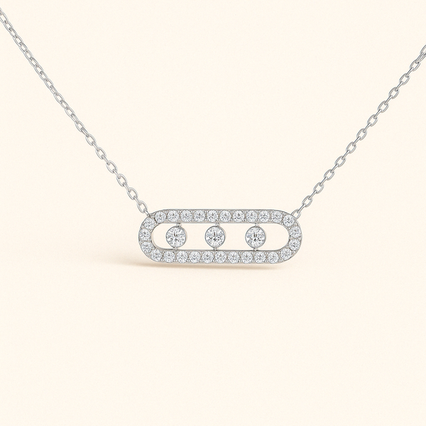 Collier femme en argent blanc 925 avec pendentif lumineux – bijou minimaliste élégant.