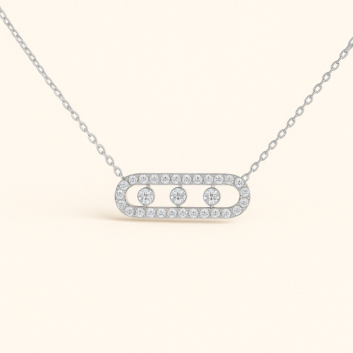 Collier femme en argent blanc 925 avec pendentif lumineux – bijou minimaliste élégant.