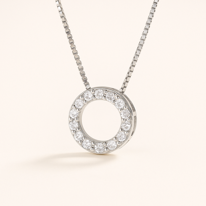 Collier chaîne boîte argent 925 avec zircon brillant – bijou tendance femme.