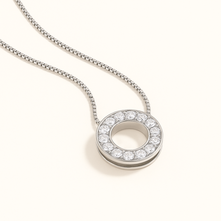 Collier chaîne boîte argent 925 avec zircon brillant – bijou tendance femme.