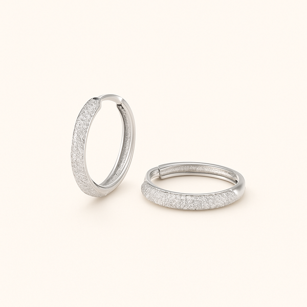 Créoles fines en Argent blanc 925 Sterling avec breloque mobile – vue de fa