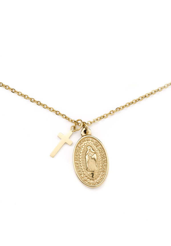 Collier Médaille Vierge – Argent 925 & Plaqué Or 18K | Unisexe & Intemporel